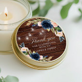 ネイビーブルー素朴結婚フラワーズ ラウンドシール