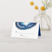 ネイビーブルー結婚のアゲートテーブル座席表 プレイスカード (正面)