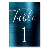 ネイビーブルー結婚のメタリックテーブル番号 テーブルナンバー (裏面)