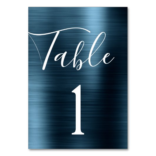 ネイビーブルー結婚のメタリックテーブル番号 テーブルナンバー (正面)