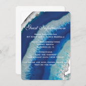 ネイビーブルー結婚の詳細情報カード | めのう, メノウ, 瑪瑙,碼碯,アゲート,アゲット,agat エンクロージャーカード (正面/裏面)