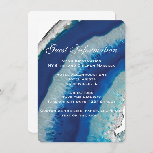 ネイビーブルー結婚の詳細情報カード | めのう, メノウ, 瑪瑙,碼碯,アゲート,アゲット,agat エンクロージャーカード (正面/裏面)