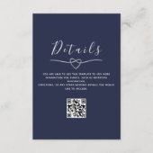 ネイビーブルー結婚の詳細QRコード エンクロージャーカード (正面)