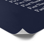 ネイビーブルー結婚の15テーブル座席表 ポスター (角)