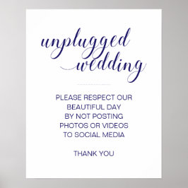 ネイビーブルー結婚のNo Social Mediaサイン ポスター