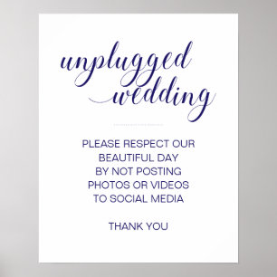 ネイビーブルー結婚のNo Social Mediaサイン ポスター