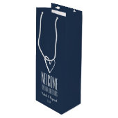 ネイビーブルー結婚へようこそ ワインギフトバッグ (正面アングル)