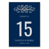 ネイビーブルー結婚シルバーのテーブル番号 テーブルナンバー (裏面)