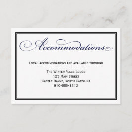 ネイビーブルー結婚スクリプトの宿泊カード エンクロージャーカード