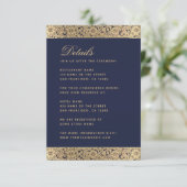 ネイビーブルー結婚ズ詳細-ヴィンテージ金ゴールドバラ エンクロージャーカード (スタンド正面)