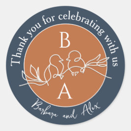 ネイビーブルー結婚ズ・サンキュー ラウンドシール