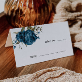 ネイビーブルー結婚フローラのテーブル番号座席表 プレイスカード