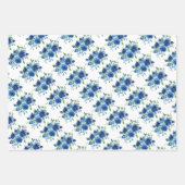 ネイビーブルー結婚フローラの包装紙シート ラッピングペーパーシート (正面)