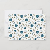 ネイビーブルー結婚フローラのQRコードRSVPカード 出欠カード (裏面)