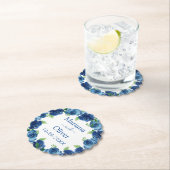 ネイビーブルー結婚フローラ紙コースター ペーパーコースター (インサイチュ)