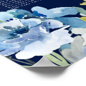 ネイビーブルー結婚フローラ16テーブル座席表 ポスター (角)