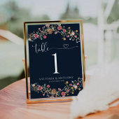 ネイビーブルー結婚ワイルドフラワーのテーブル番号 テーブルナンバー