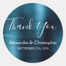 ネイビーブルー結婚式の引き出物サンキュー