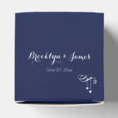ネイビーブルー結婚式の引き出物ボックスとハート フェイバーボックス (上部)
