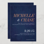 ネイビーブルー結婚式招待状コレクション 招待状 (正面/裏面)