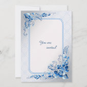 ネイビーブルー結婚式招待状スタイル銀 招待状 (裏面)