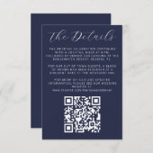 ネイビーブルー結婚式招待状詳細 エンクロージャーカード (正面/裏面)