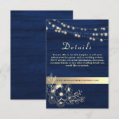 ネイビーブルー結婚式詳細ウェブサイト同封カード エンクロージャーカード (正面/裏面)