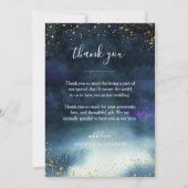ネイビーブルー結婚金ゴールドの写真サンキューカード サンキューカード (裏面)