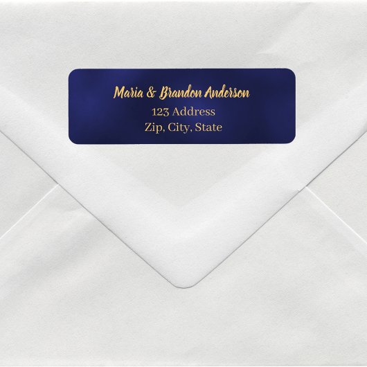 ネイビーブルー結婚金ゴールド差出人住所 ラベル