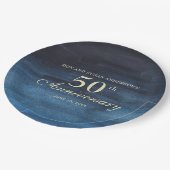 ネイビーブルー結婚50周年 ペーパープレート (アングル)