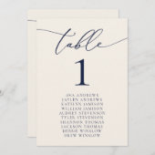 ネイビーブルー結婚&クリーム座席番号 招待状 (正面/裏面)