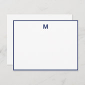 ネイビーブルー縁どはっきりしたレターミニマリスト ノートカード (正面/裏面)