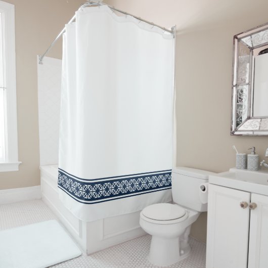 ネイビーブルー縁どイースタンオンカスタム色 シャワーカーテン (インサイチュ)