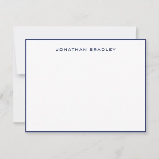 ネイビーブルー縁どオールキャップフルネーム ノートカード (正面)