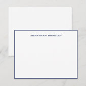 ネイビーブルー縁どオールキャップフルネーム ノートカード (正面/裏面)