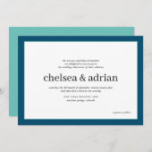ネイビーブルー縁どシンプル結婚式招待状 セーブザデート (正面/裏面)