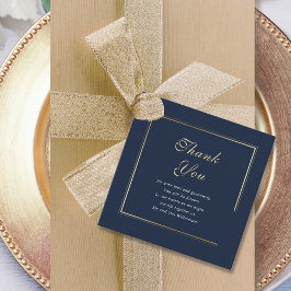 ネイビーブルー縁ど金ゴールドエレガントウェディングサンキュー フェイバータグ