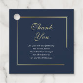 ネイビーブルー縁ど金ゴールドエレガントウェディングサンキュー フェイバータグ (正面)