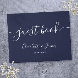 ネイビーブルー署名結婚スクリプト ゲストブック