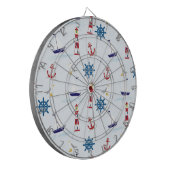 ネイビーブルー美しい夏のデザイン ダーツボード (正面左)