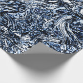 ネイビーブルー自然抽象芸術パターン ラッピングペーパー (角)