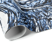 ネイビーブルー自然抽象芸術パターン ラッピングペーパー (ロールコーナー)