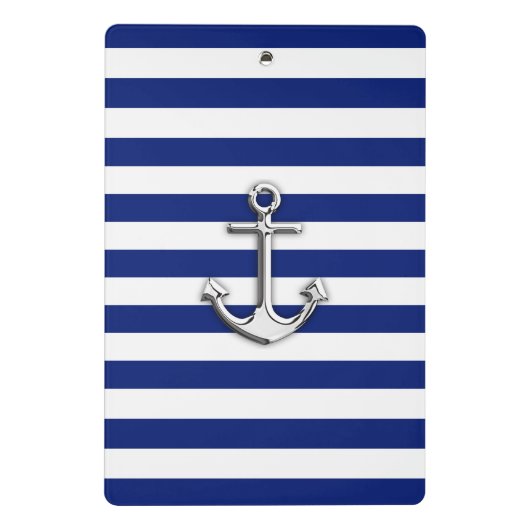 ネイビーブルー航海のいかりにクロム様ストライプ ミニクリップボード (裏面)