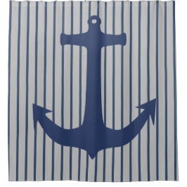 ネイビーブルー航海のいかりクラシックシャワーカーテン シャワーカーテン