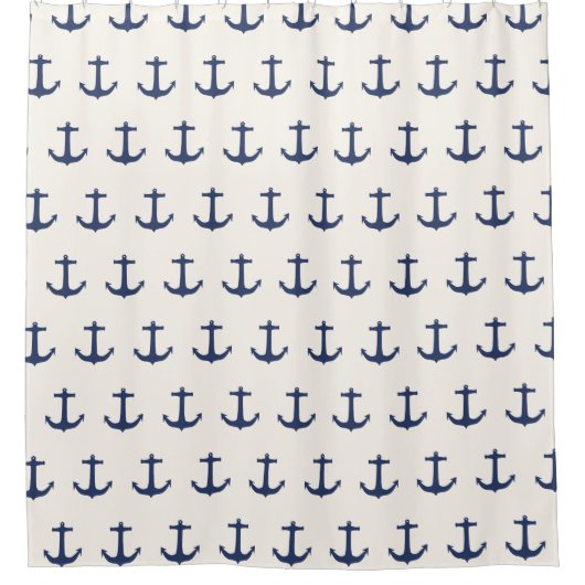 ネイビーブルー航海のいかりクラシックシャワーカーテン シャワーカーテン (正面)