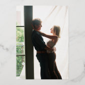 ネイビーブルー航海のいかりフォト結婚ズ金ゴールド 箔招待状 (裏面)