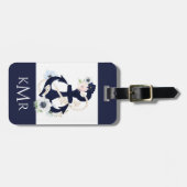 ネイビーブルー航海のいかりマリーナフローラ開花 ラゲッジタグ (正面横)