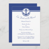 ネイビーブルー航海のいかりリハーサルディナー招待状 招待状 (正面/裏面)