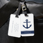 ネイビーブルー航海のいかり名前をカスタムする ラゲッジタグ<br><div class="desc">ネイビパーソナライズされたーブルー航海のいかり名前をカスタムするラゲージタグ。</div>