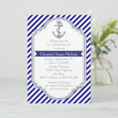 ネイビーブルー航海のいかり結婚ズブライダルシャワー 招待状 (スタンド正面)